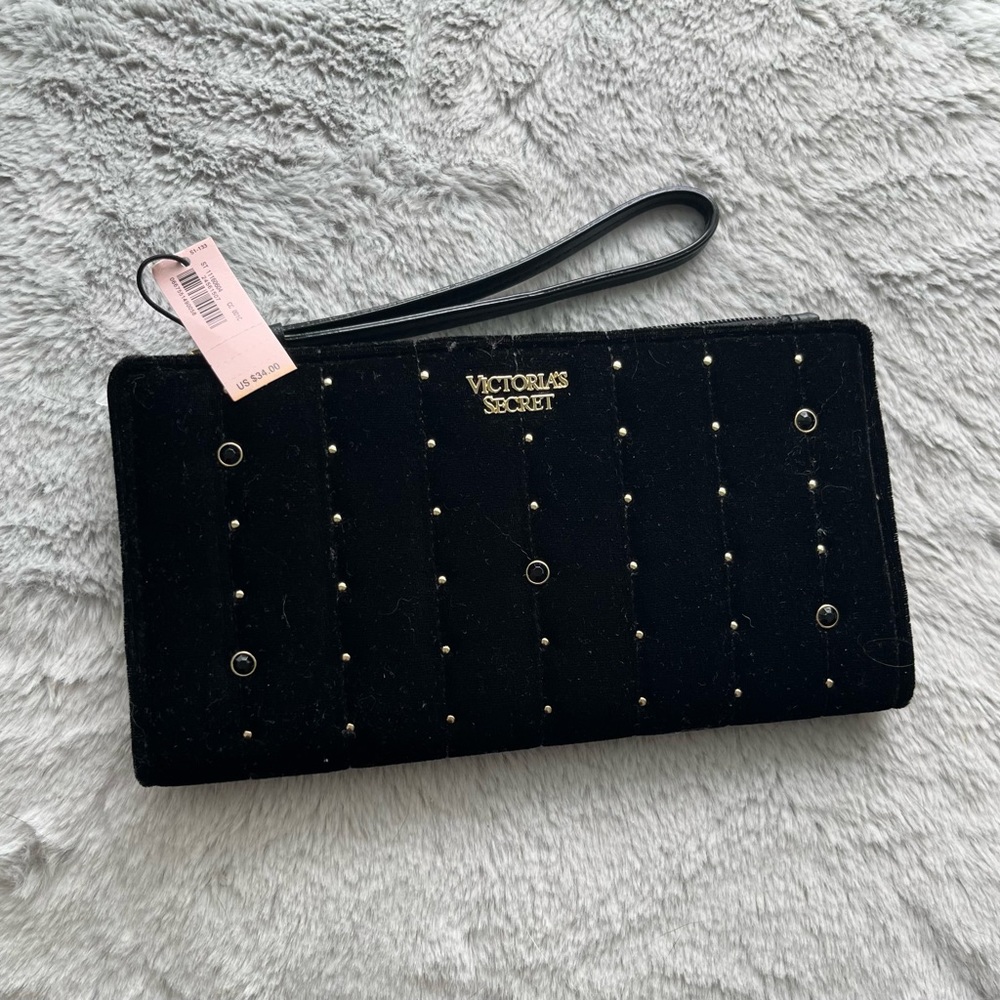 Victoria Secret embellished black wrist wallet NEW